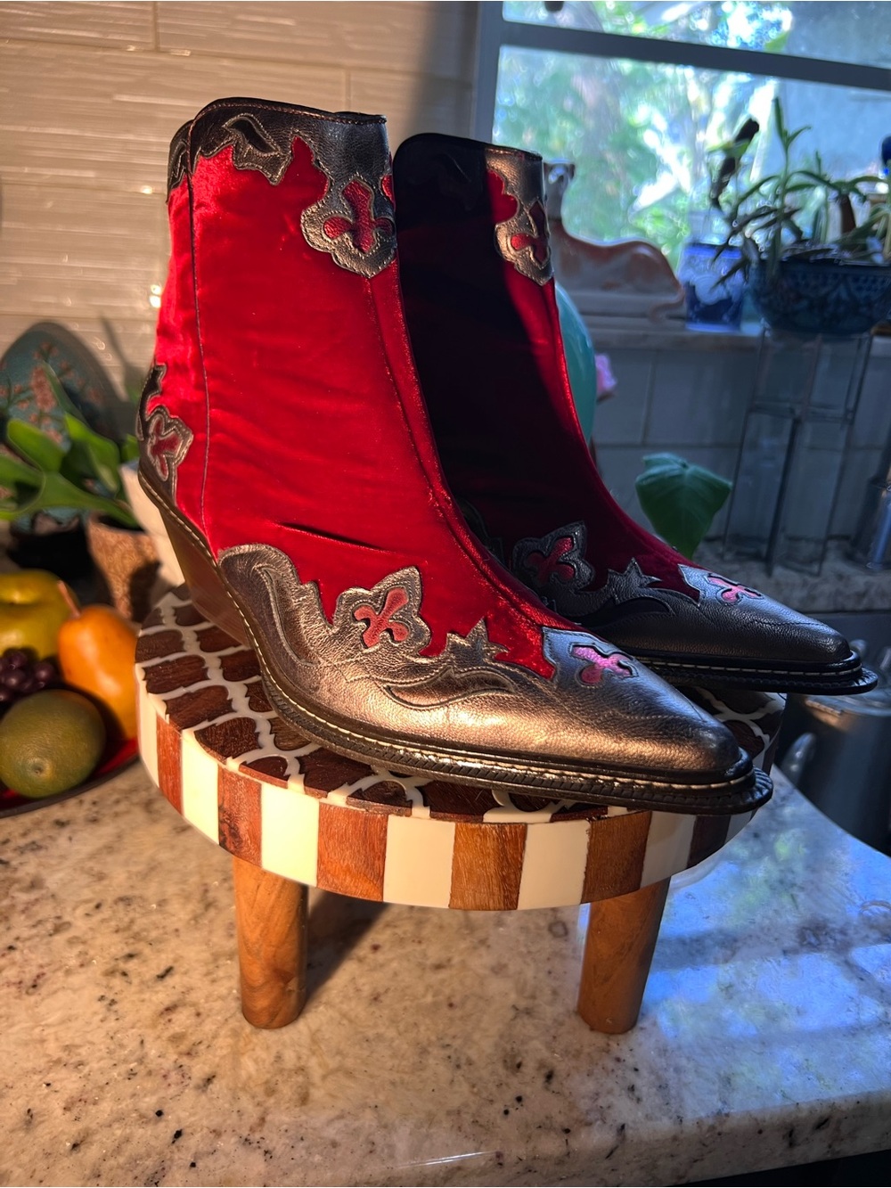 Donald J. Pliner Red Velvet Western Couture Ankle Boots NEW Price firm - Picture 4 of 16